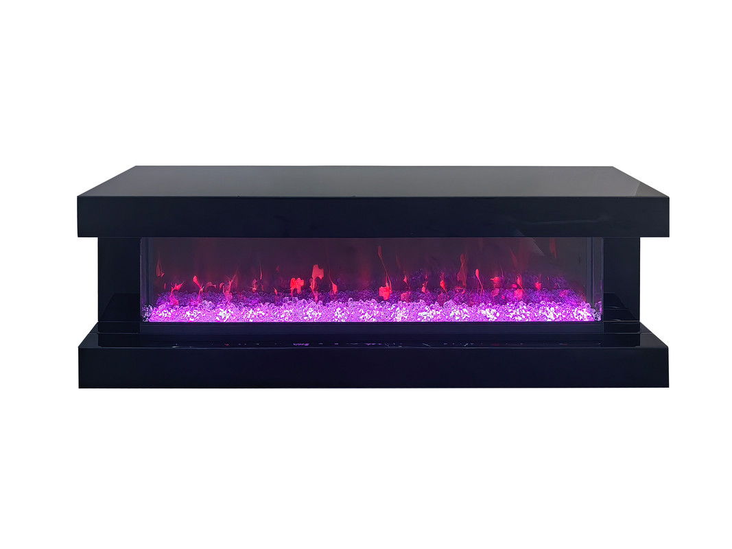 Vistura 71"W Black Finish TV Stand with Fireplace and Bluetooth Speaker