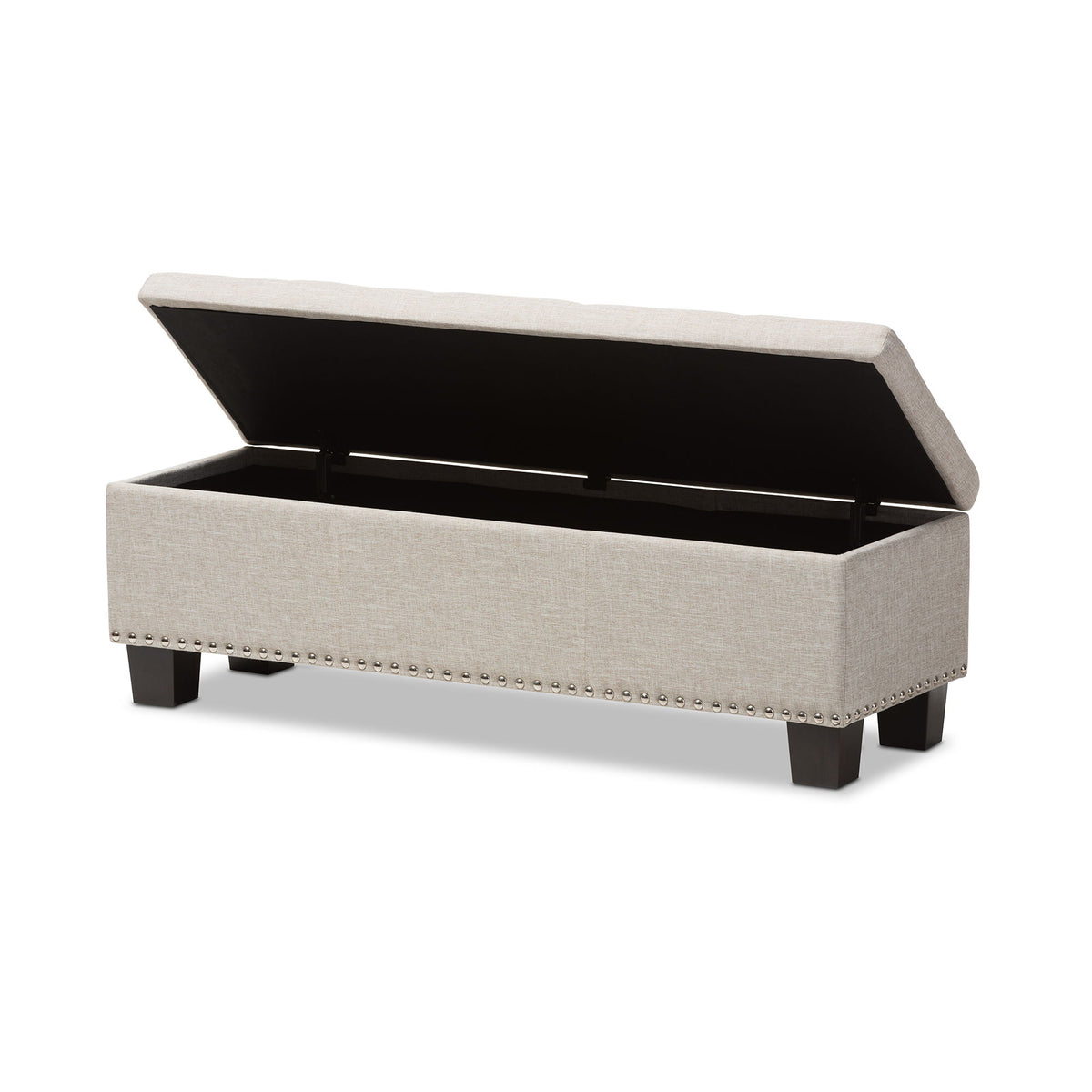 Hannah Modern and Contemporary Beige Fabric Upholstered Button-Tufting Storage Ottoman Bench