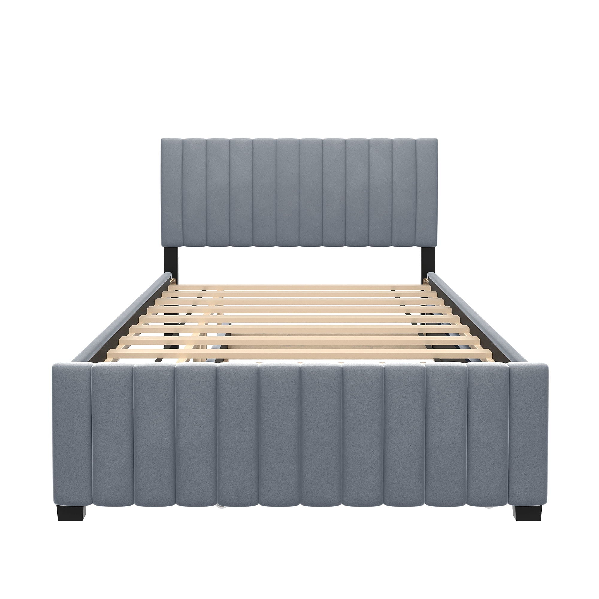 Elegant Upholstered Platform Bed With Twin Size Trundle
