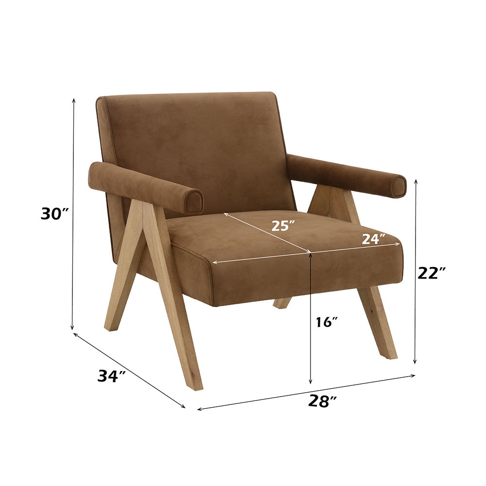 Zoey - Accent Chair - Chocolate Suede & Oak