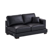 Geralyn - Sectional Sofa With 2 Pillows - Black Leather