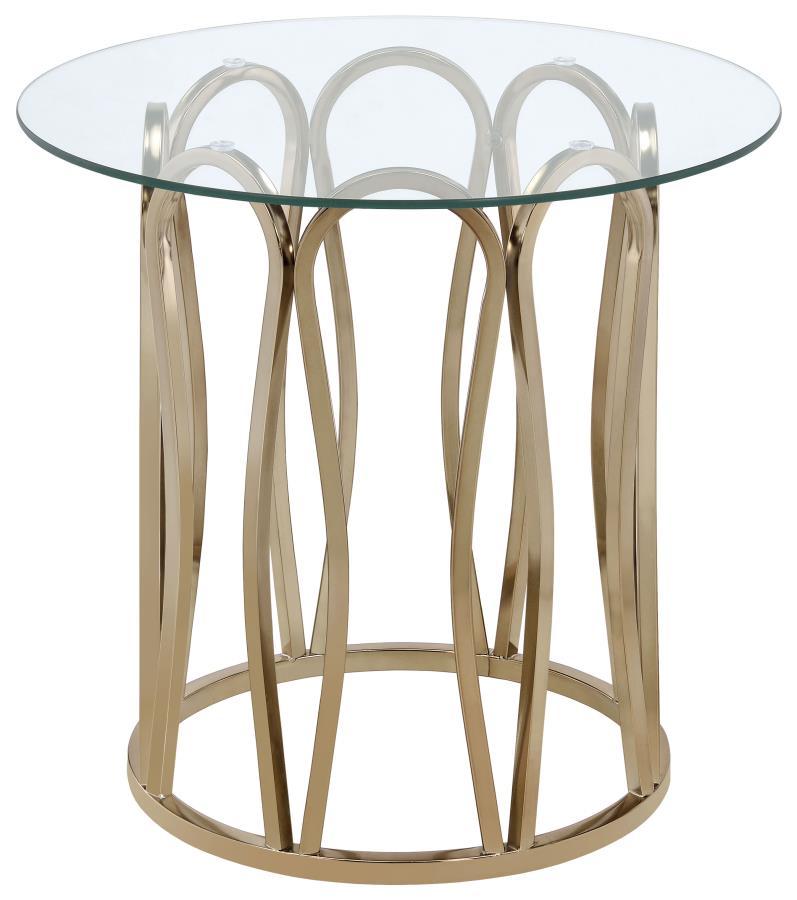 Coaster Fine Furniture Monett - Round Glass Top Side End Table - Chocolate Chrome | Meri Furniture