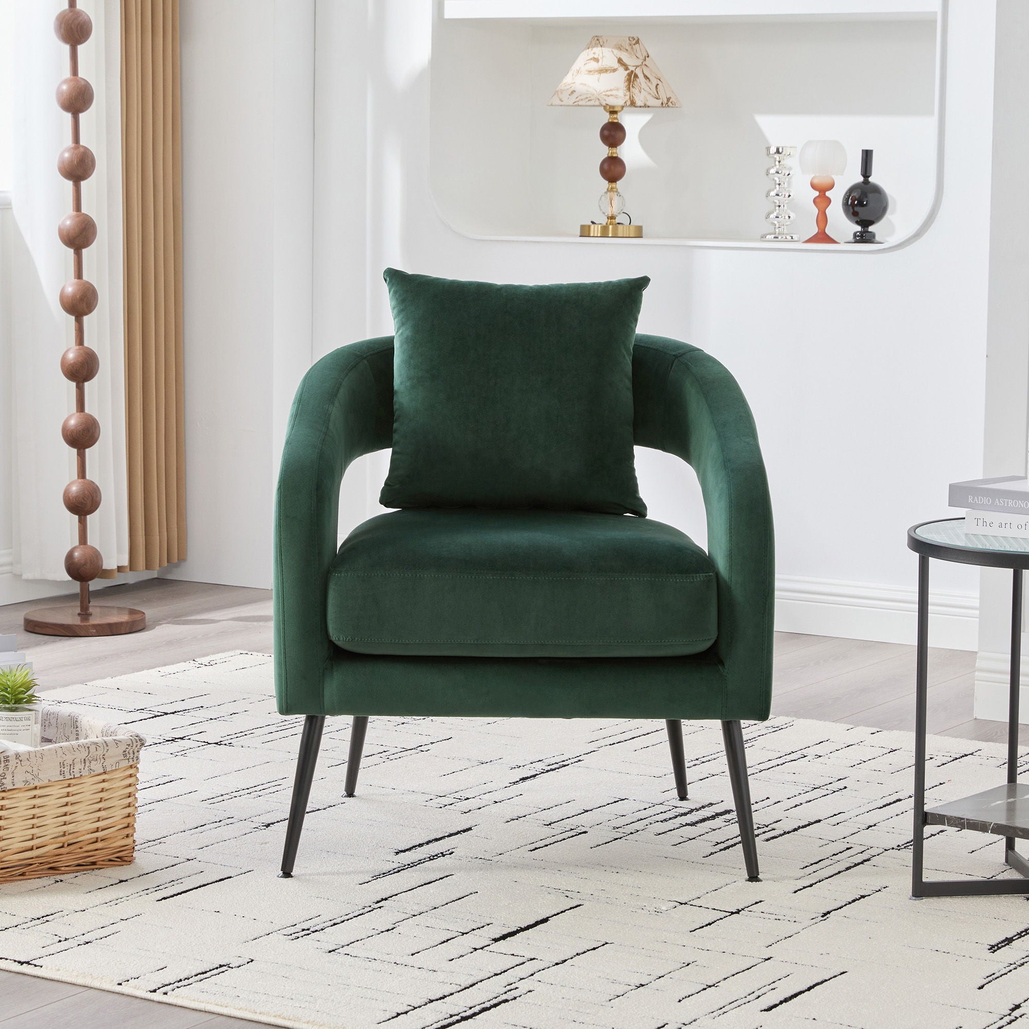 Open Back Accent Chair, Round Sofa Lounge Armchair