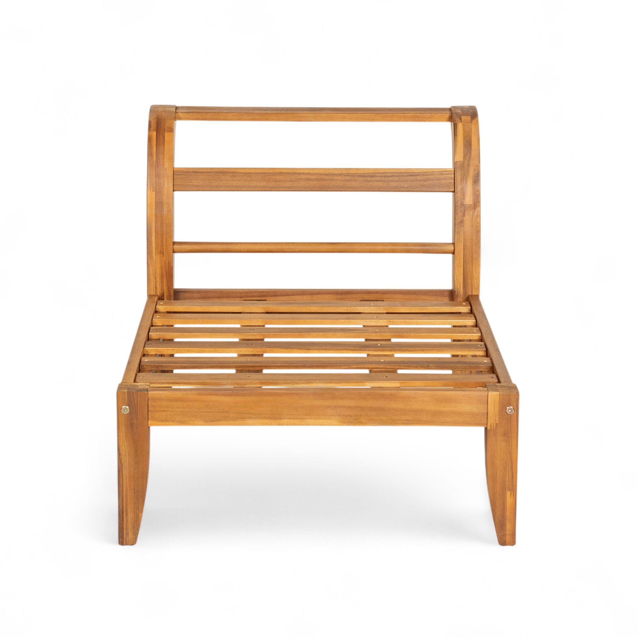 6 Piece Patio Sofa Set, Acacia Wood Outdoor Modular Sectional Garden Furniture Set L Shaped Conversation Set, Convertible Daybed With Tea Table, Ottoman, 5 Cushions And Pillows - Teak / Beige