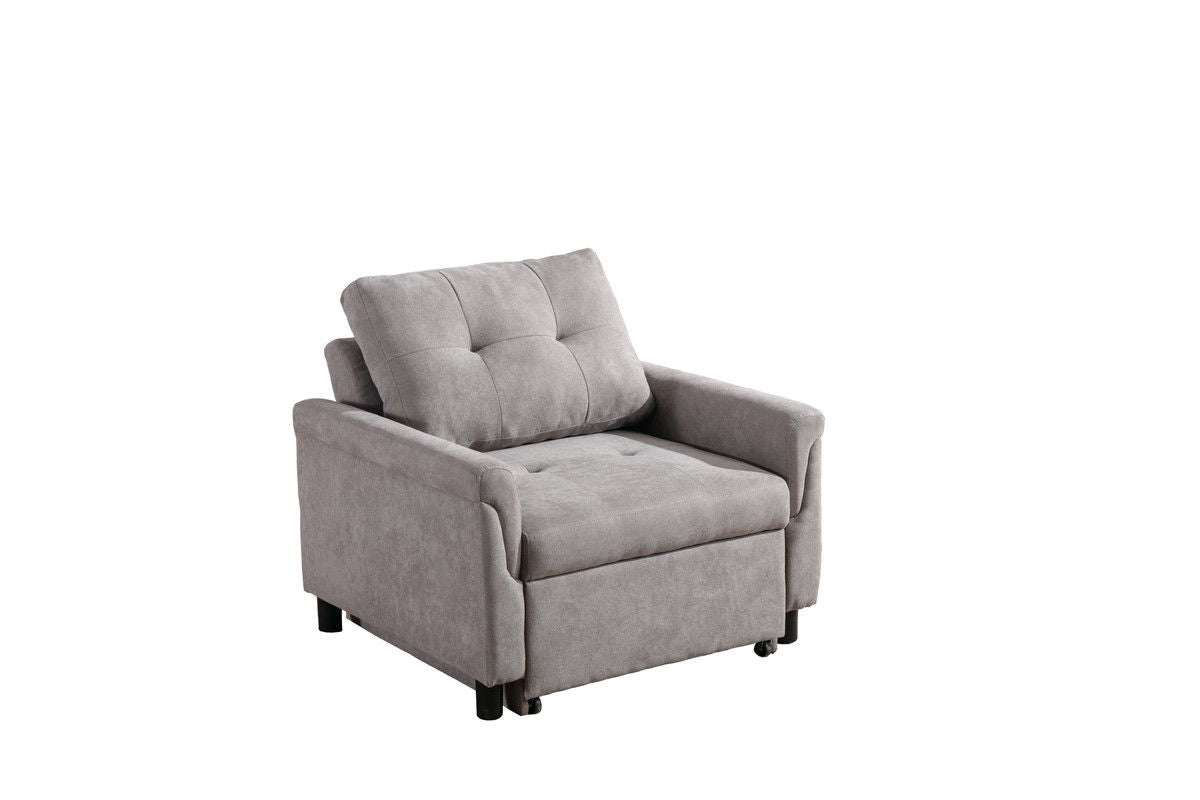 Hannah 35"W Gray Woven Convertible Armchair