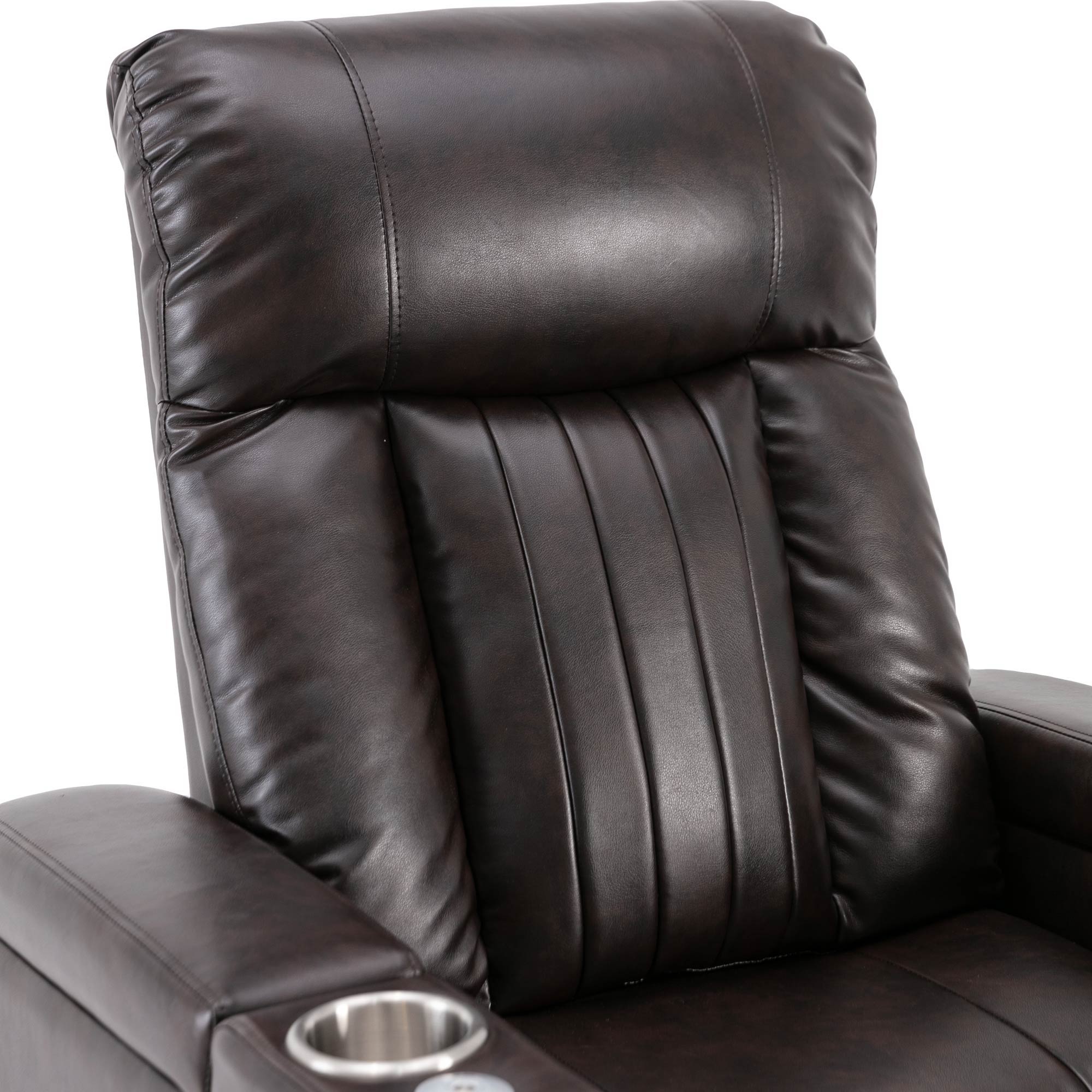 Power Recliner With Storage Arms, Cupholders, Swivel Tray Table And Cell Phone Stand - Brown