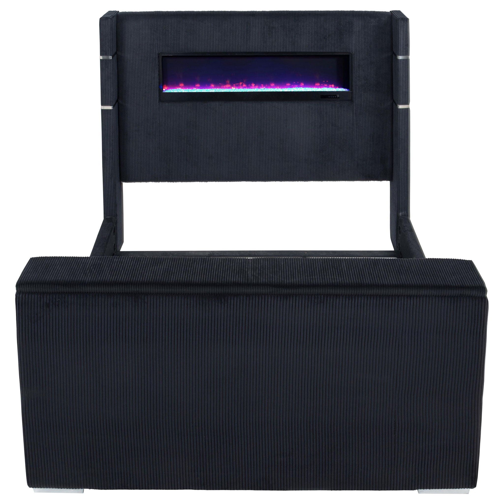 Tisdall Eastern King Flame Visualizer Wingback TV Bed Black