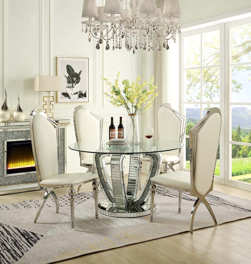 Noralie - Dining Table - Mirrored & Faux Diamonds
