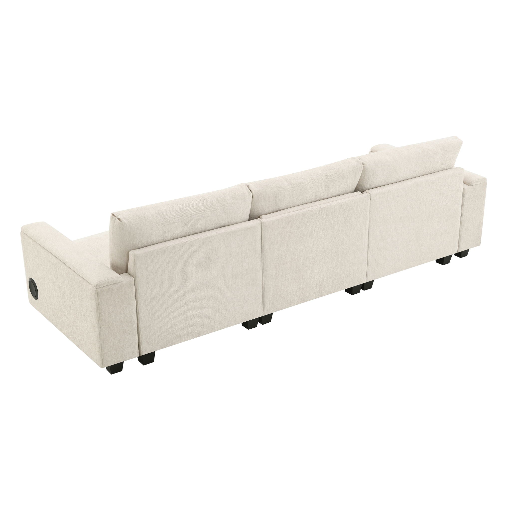Sectional With Bluetooth Speaker Comfy Cloud Couch Set With Drop Down Table Cup Holders, USB Charger Storage Armrest Wide Seat Sofa