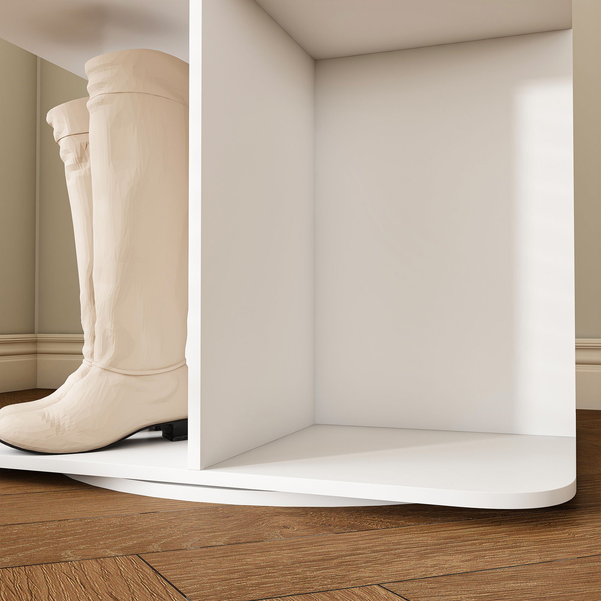 7 Tier Square Rotating Shoe Rack Tower With 360° Spinning Organizer - White