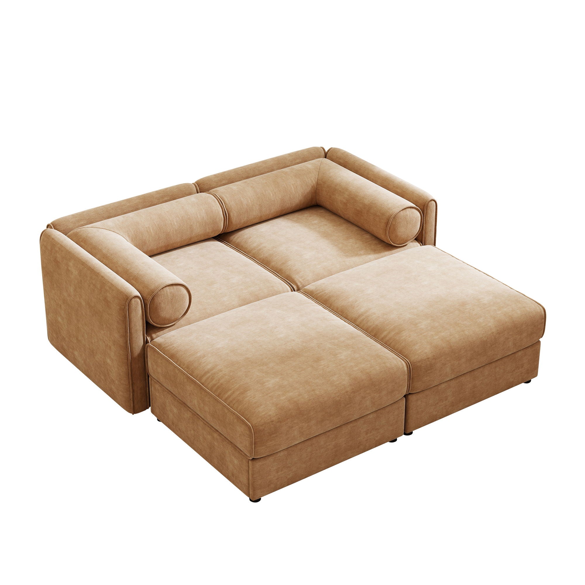 Contemporary Elegant White Chenille Sofa With Storage And Ottoman