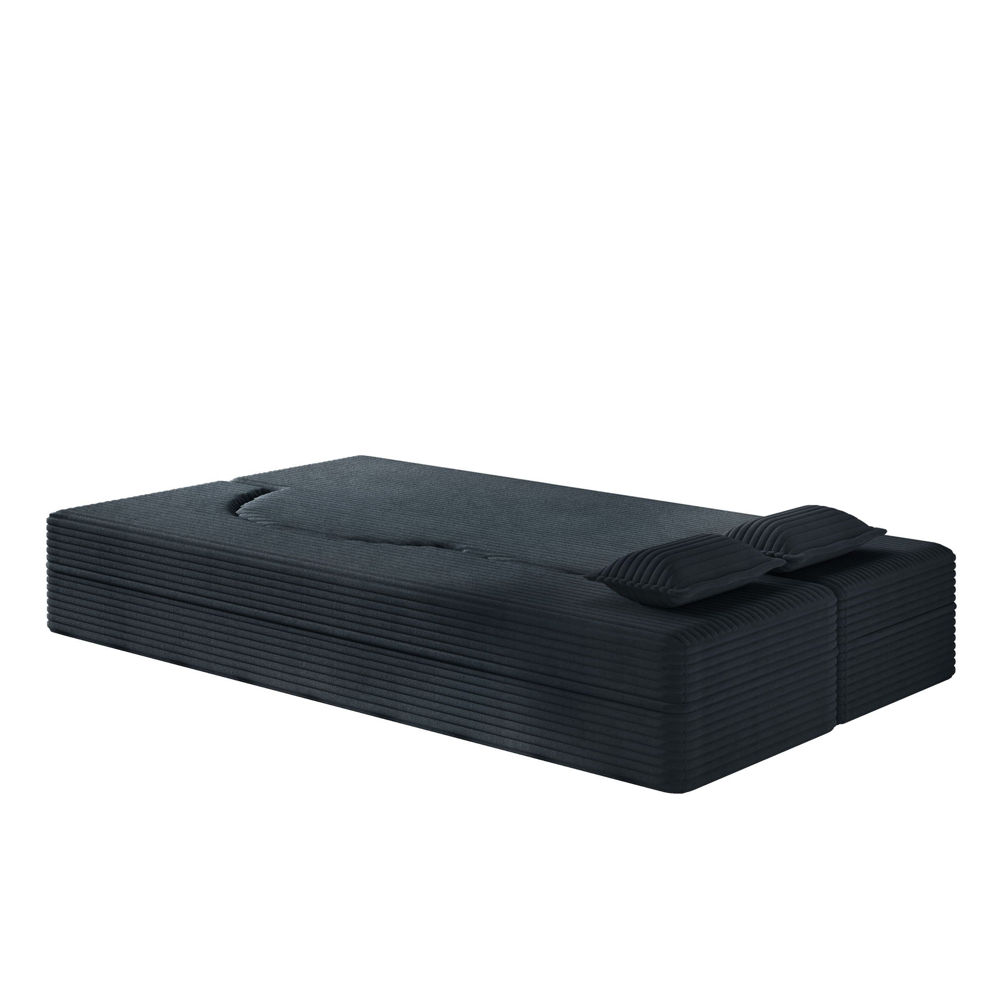 Modern Floor Sofa With 2 Pillows, Convertible Twin Size Folding Mattress For Living Room