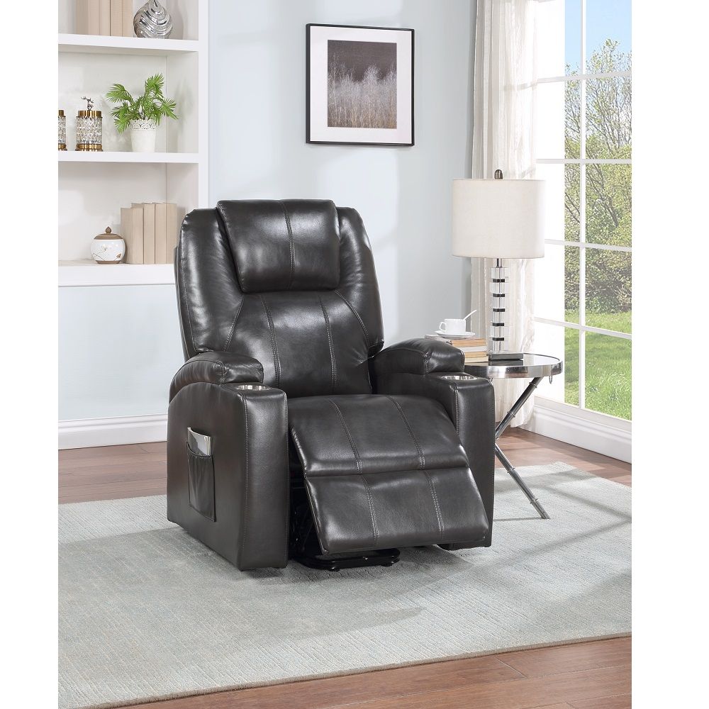 ACME Seat Construction: Pocket Coil Tight Seat & Back Cushion Power Lift 2 Cup Holders Included Cushion Thickness: 6" | Meri Furniture
