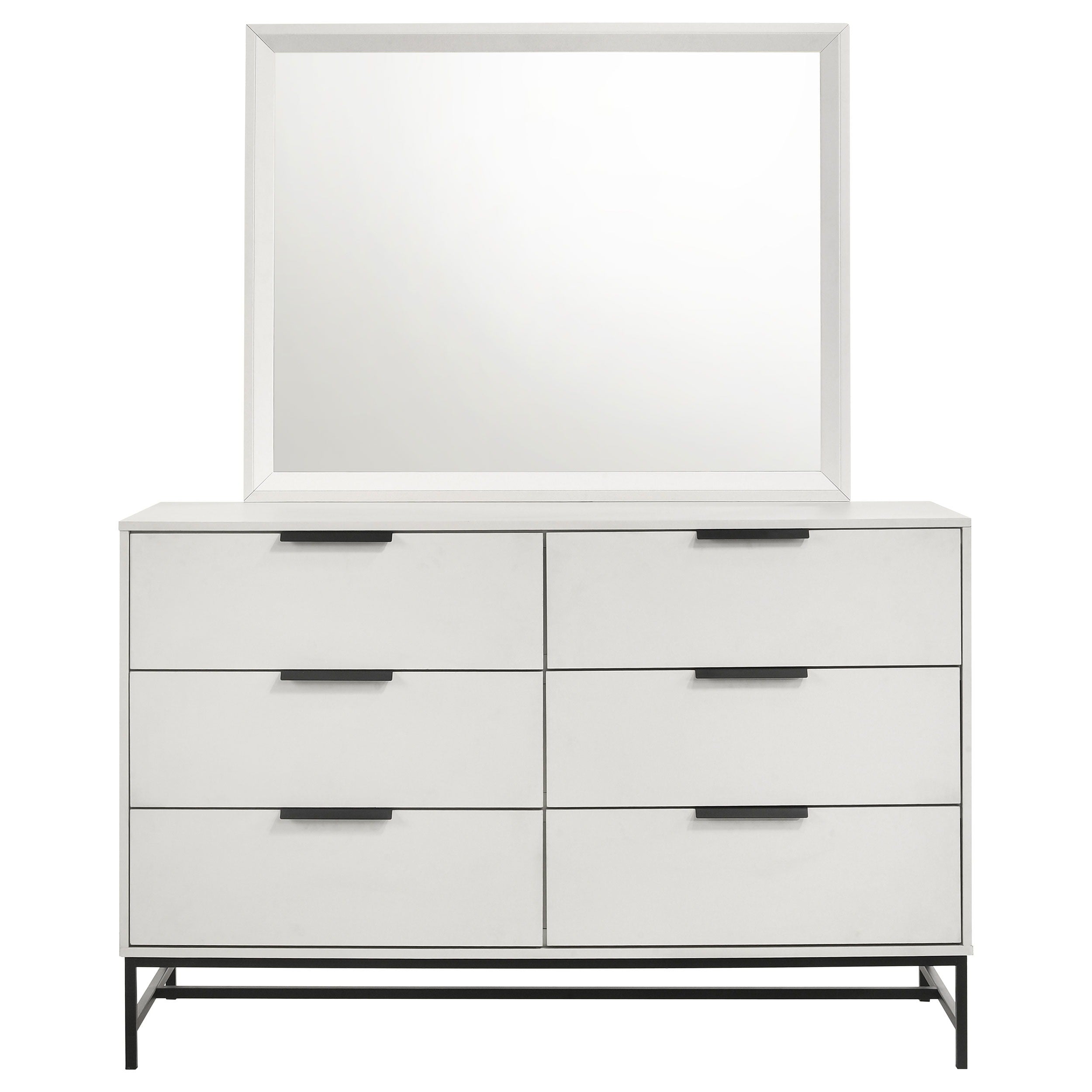 Coaster Fine Furniture Sonora - 6-Drawer Dresser With Mirror - White | Meri Furniture