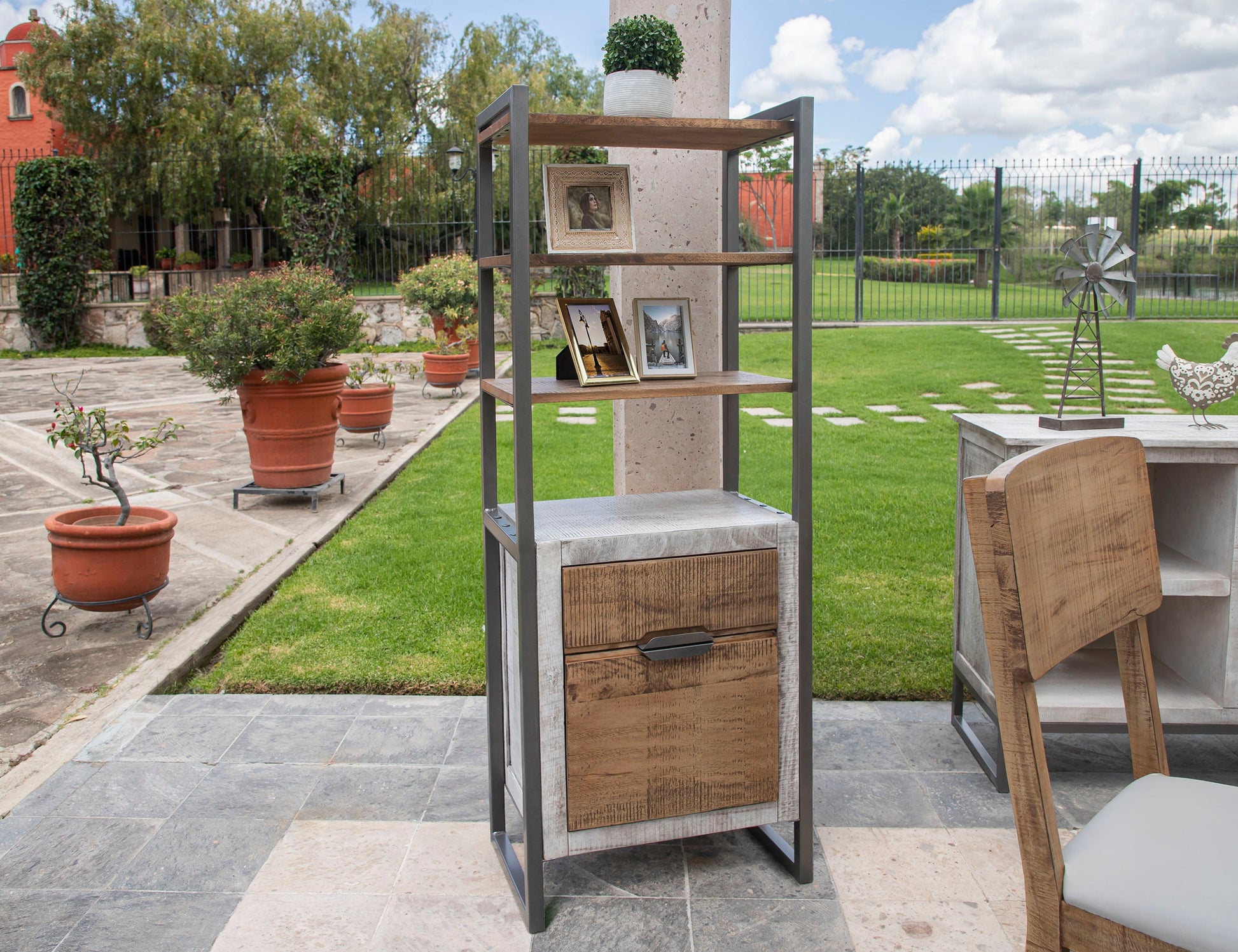 International Furniture Direct Mita - Bookcase - Honey Brown / Light Gray | Meri Furniture