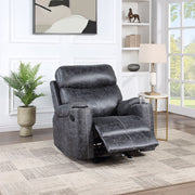 ACME Hirah - Motion Glider Recliner - Dark Gray Polish Microfiber | Meri Furniture