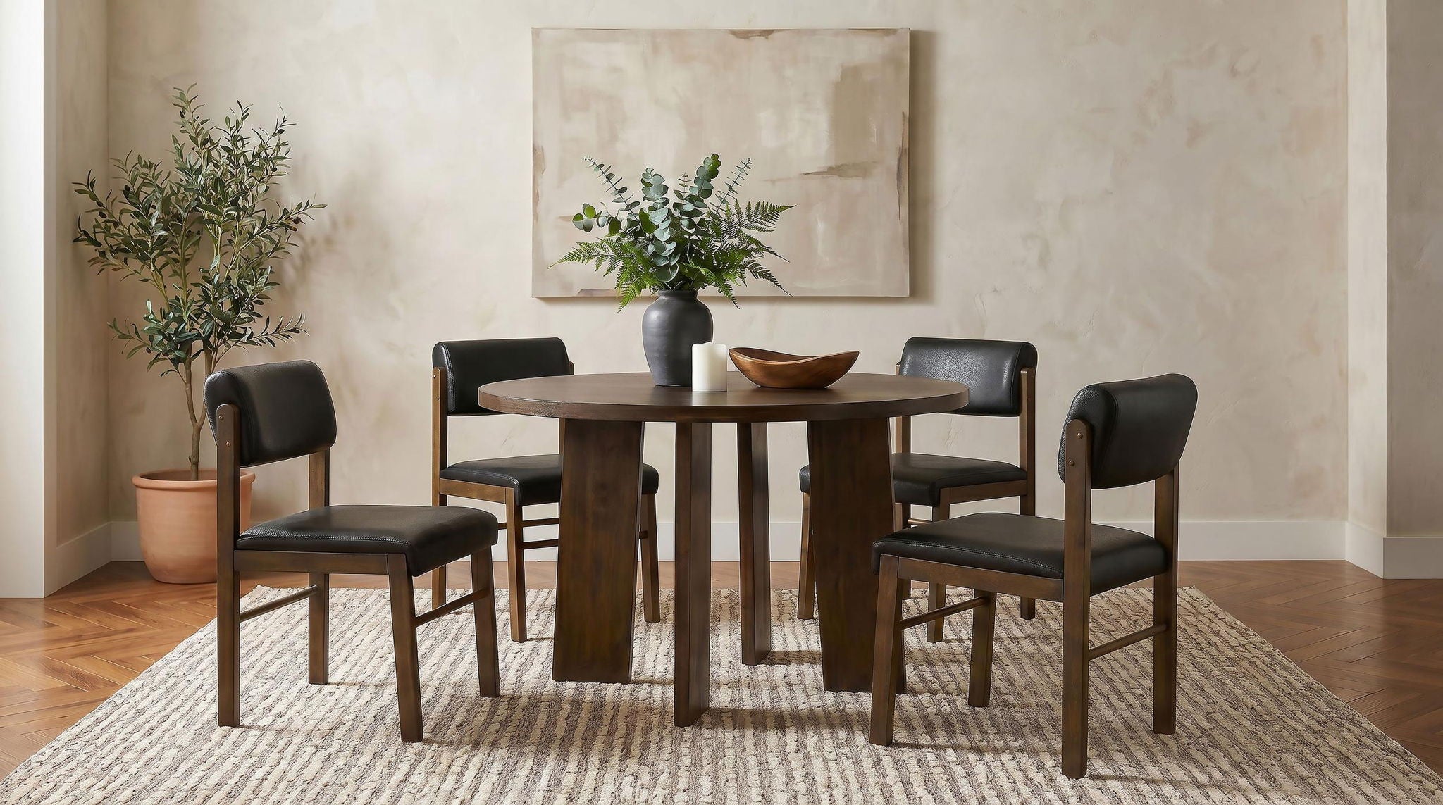Strouse 47-inch Round Wood Dining Room Table Walnut