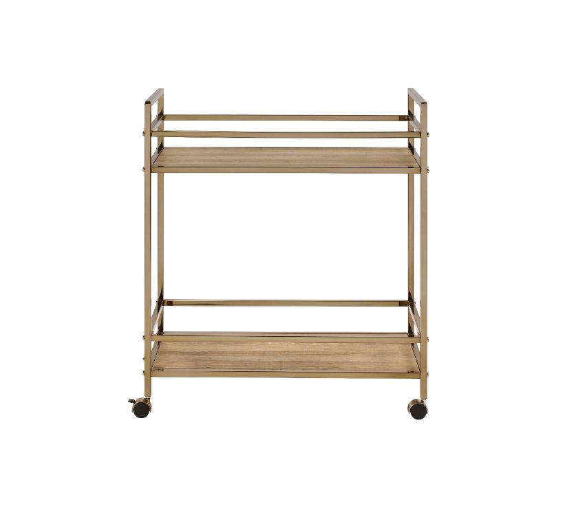 ACME Barb - Serving Cart - Natural & Champagne Finish | Meri Furniture