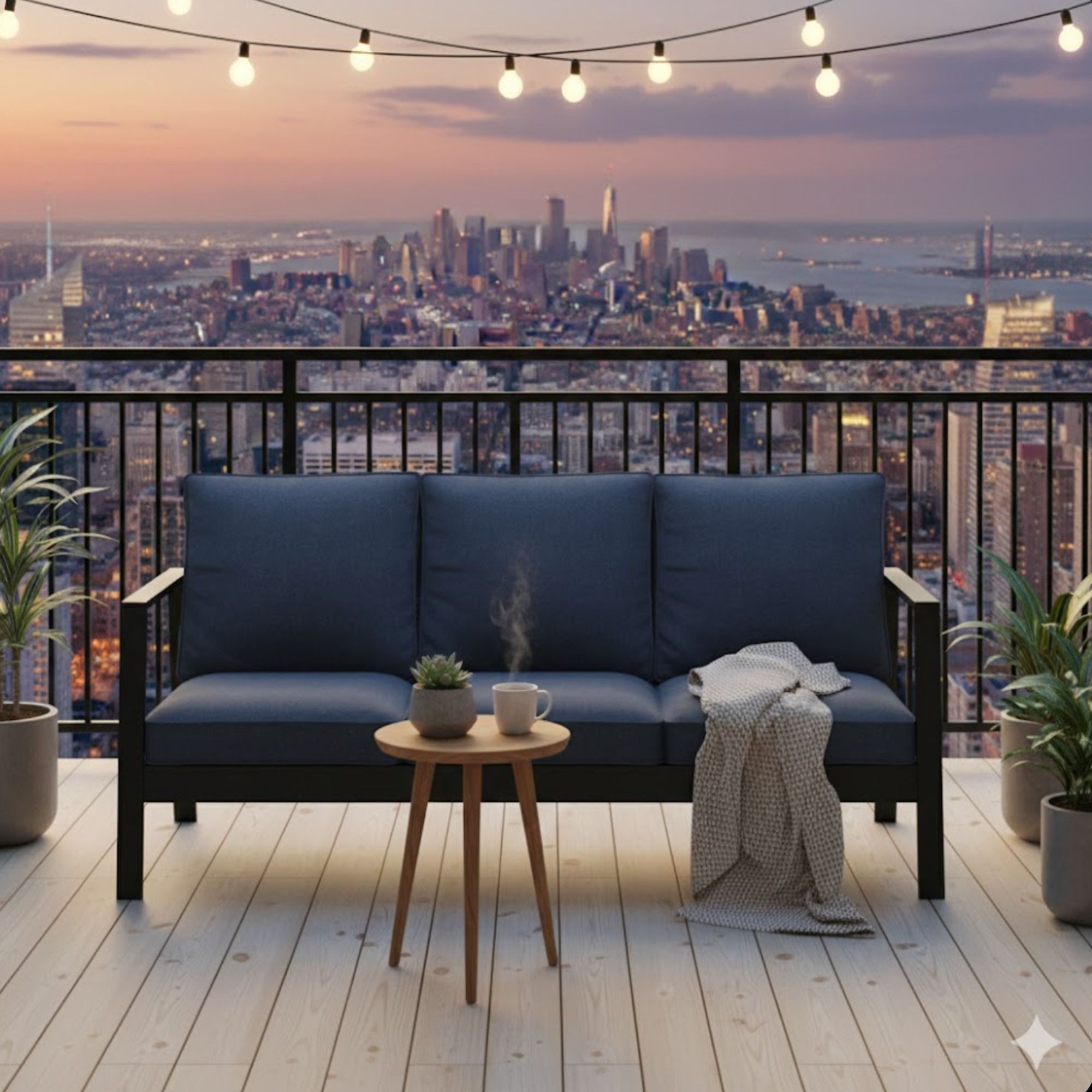 3 Seat All-Weather Patio Sofa With Cushions