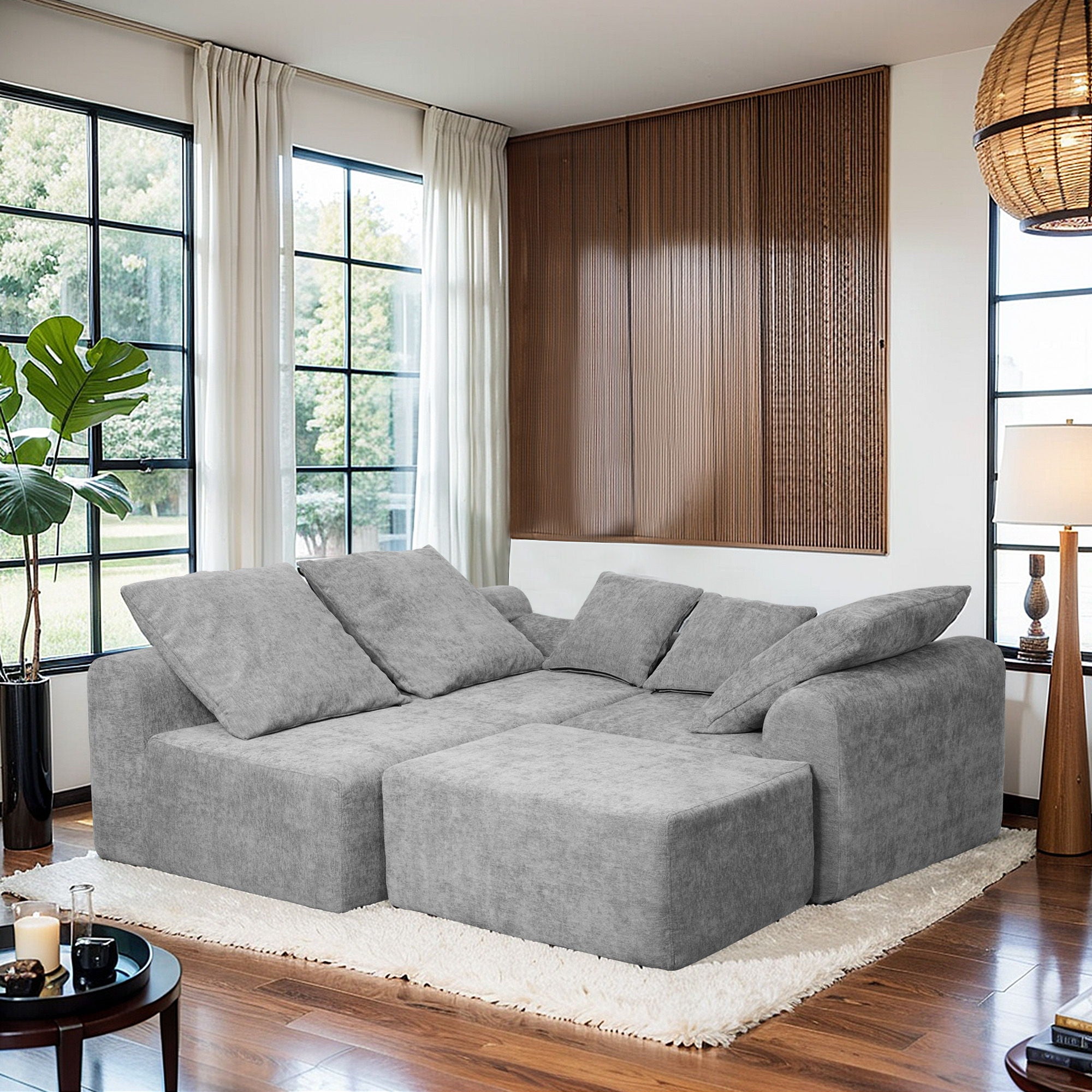 Modern L Shaped Sectional Sofa With Adjustable Configurations