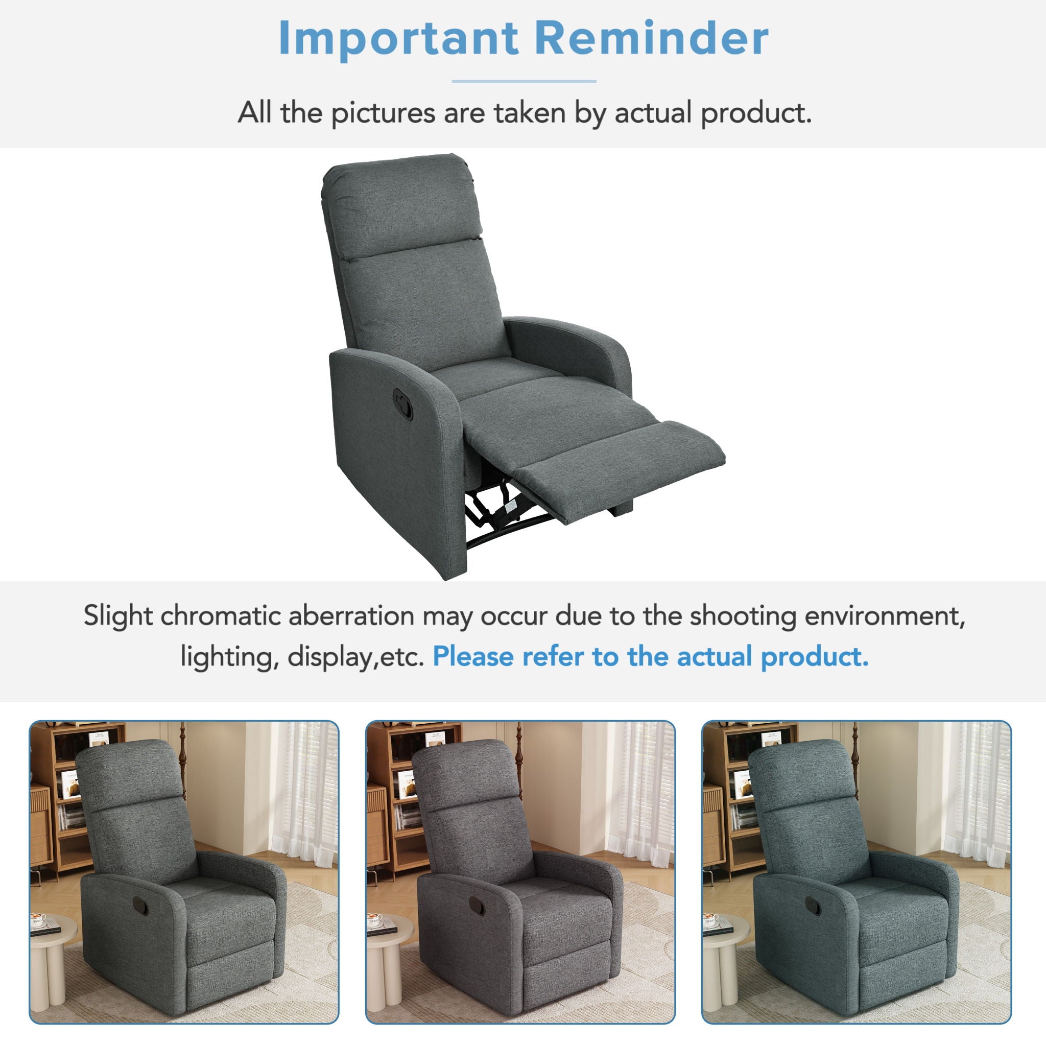 Modern Recliner Manual, Home Theater Chair With Adjustable Backrest