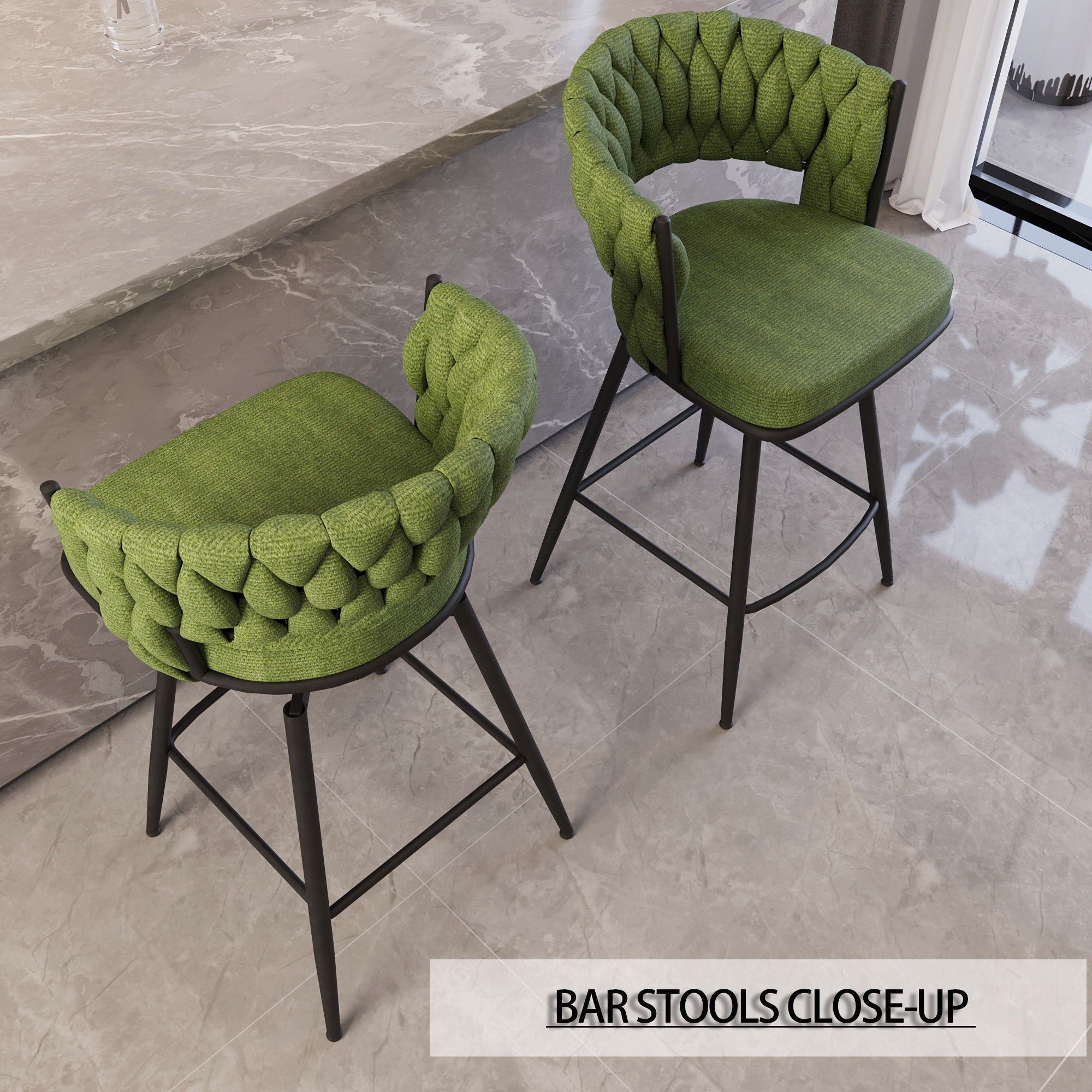 Bar Stool 360 Swivel With Back Footrest