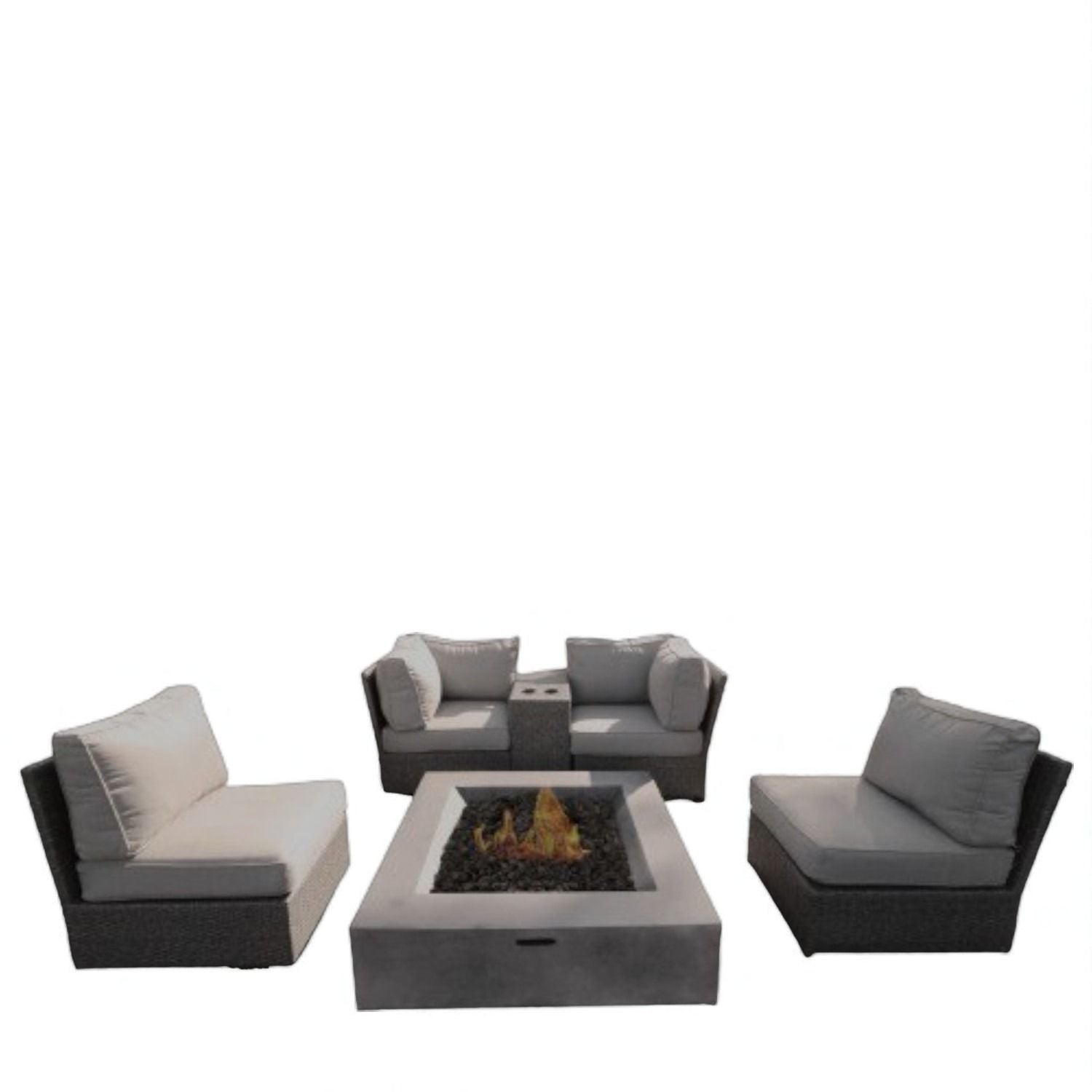 Contemporary Patio Seating Set With Fire Pit