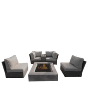 Contemporary Patio Seating Set With Fire Pit