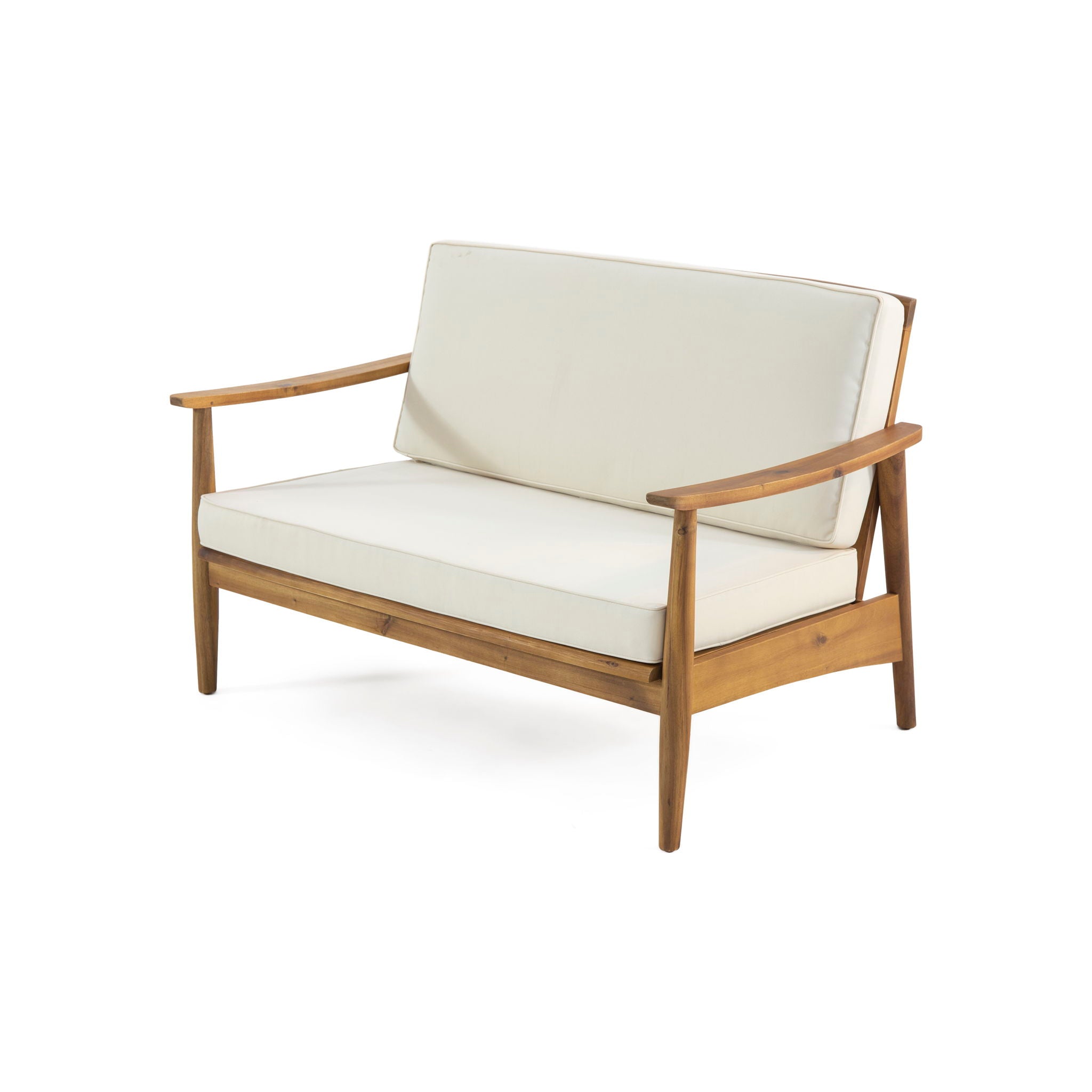 Outdoor Acacia Wood Loveseat Set With Coffee Table