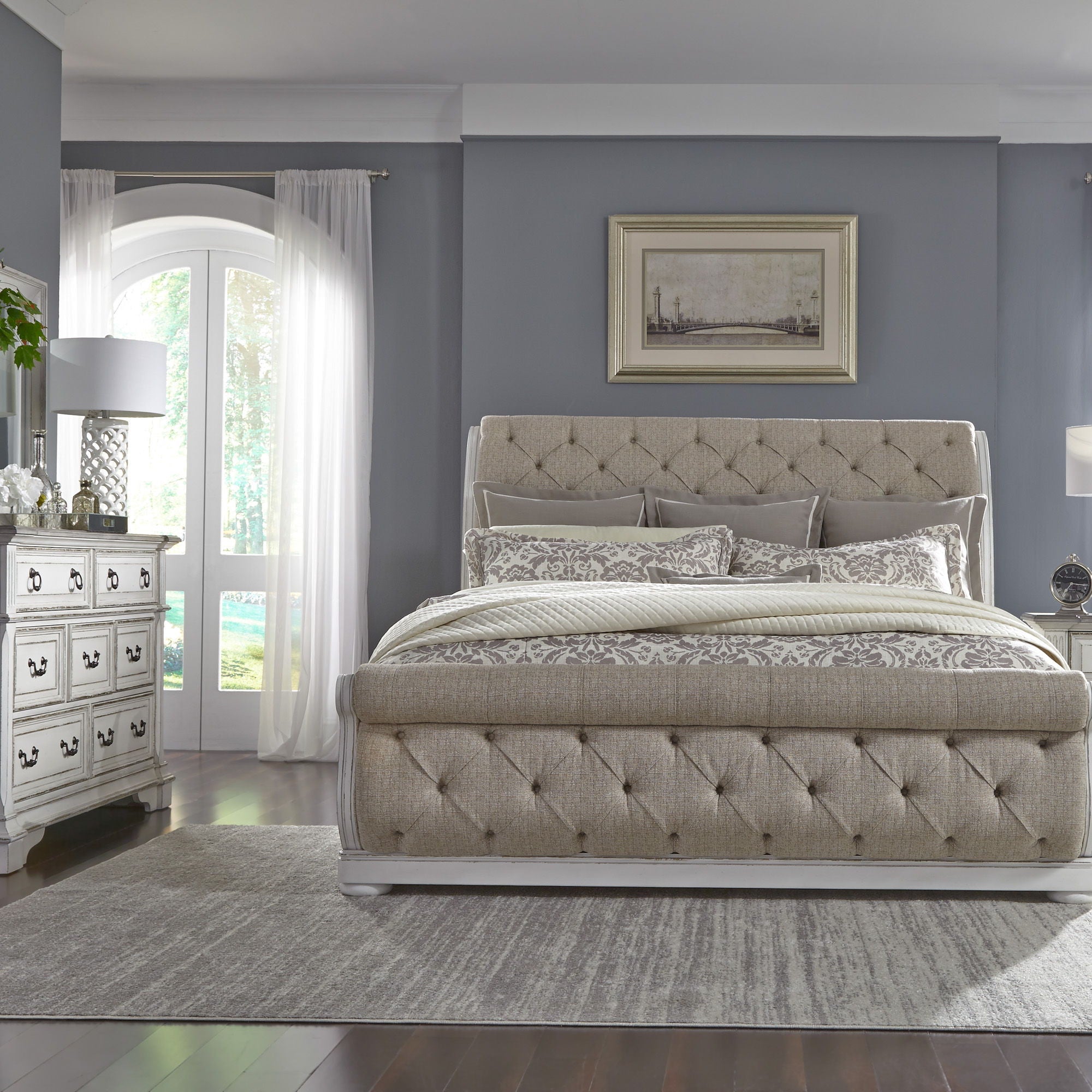 Liberty Furniture Abbey Park - Sleigh Bed, Dresser & Mirror | Meri Furniture