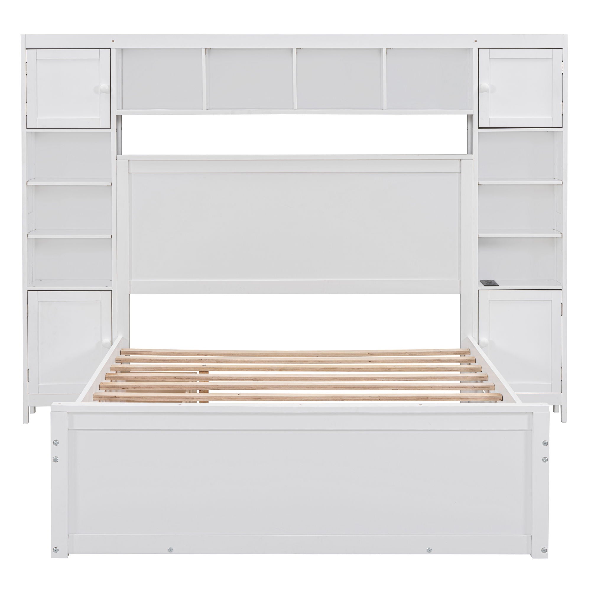 Bed With All In One Cabinet, Shelf And Sockets, Trundle