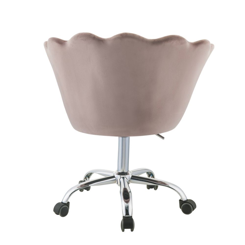 ACME Micco - Office Chair - Rose Quartz Velvet & Chrome | Meri Furniture