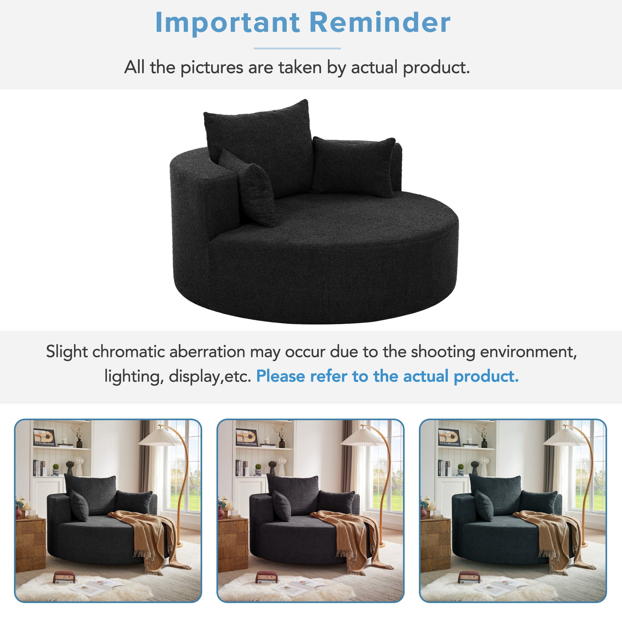 360° Swivel Chair Accent Barrel Chair With Removable Pillows