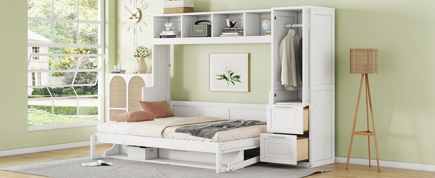 Space Saving Murphy Wall Bed With Closet And Drawers