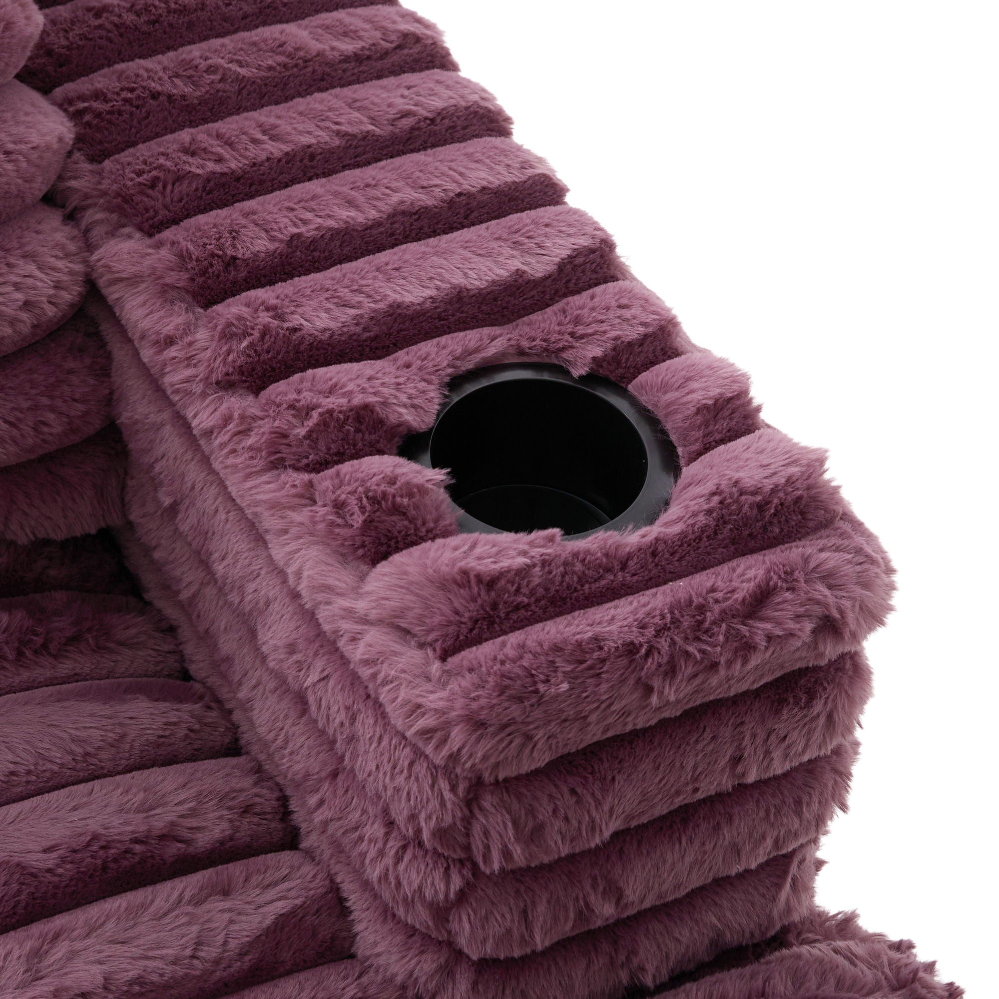 Plush Oversized Double Chaise Lounge Sofa Bed With USB Ports And Cup Holders