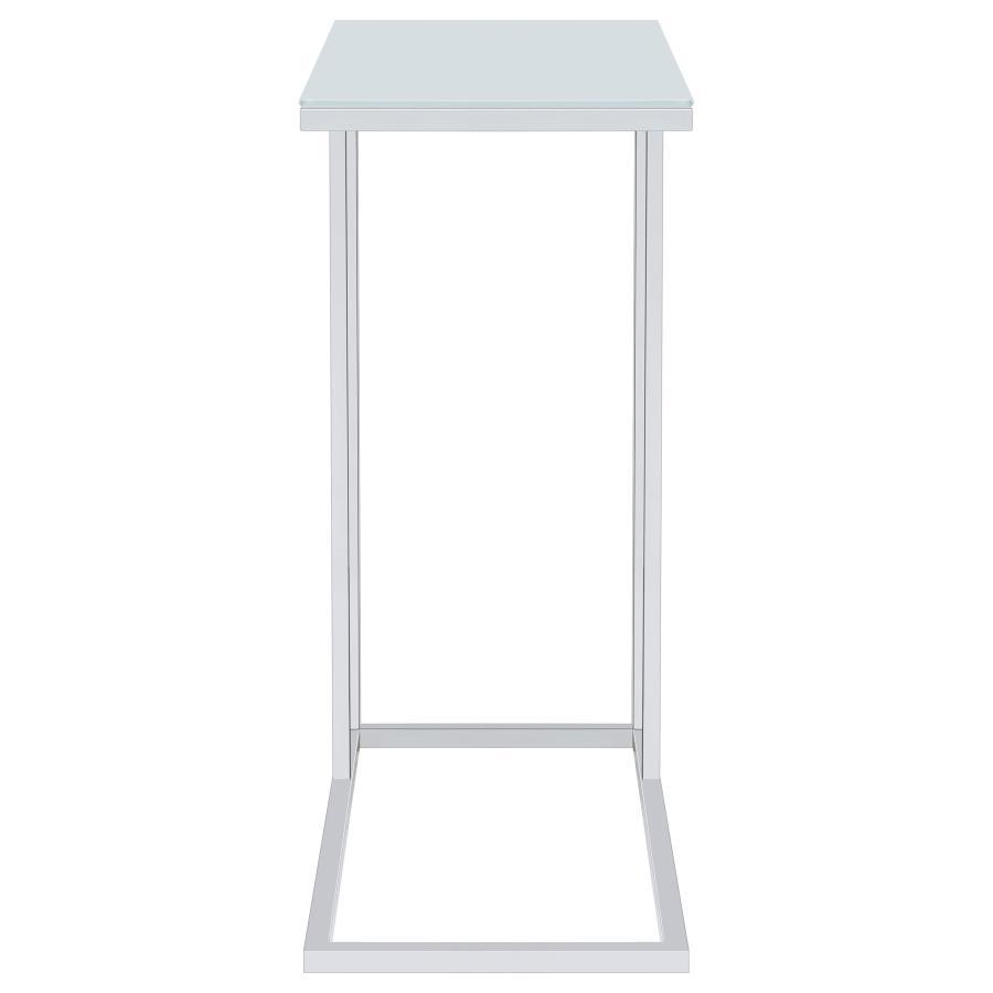 Stella - Glass Top C-Shaped Sofa Side Table - Chrome