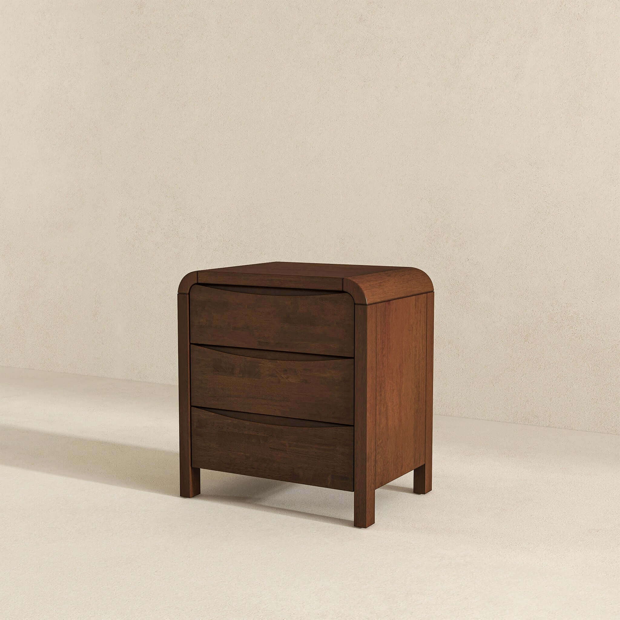 Lionel - Mid-Century Modern Nightstand 3 Drawer Bed Side Table - Brown