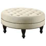 Coaster Fine Furniture Elchin - Round Upholstered Tufted Ottoman - Oatmeal | Meri Furniture
