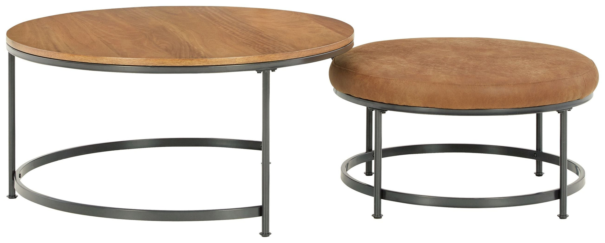 Signature Design by Ashley® Drezmoore - Light Brown / Black - Nesting Cocktail Tables (Set of 2) | Meri Furniture