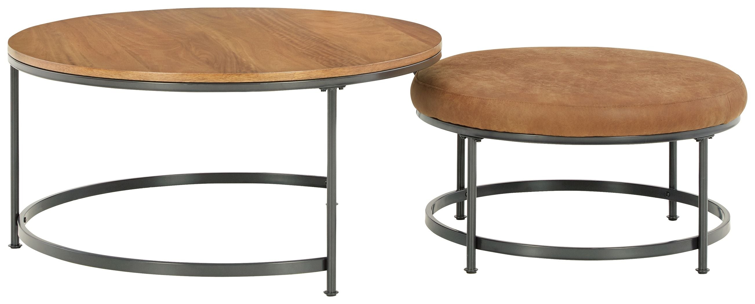 Signature Design by Ashley® Drezmoore - Light Brown / Black - Nesting Cocktail Tables (Set of 2) | Meri Furniture