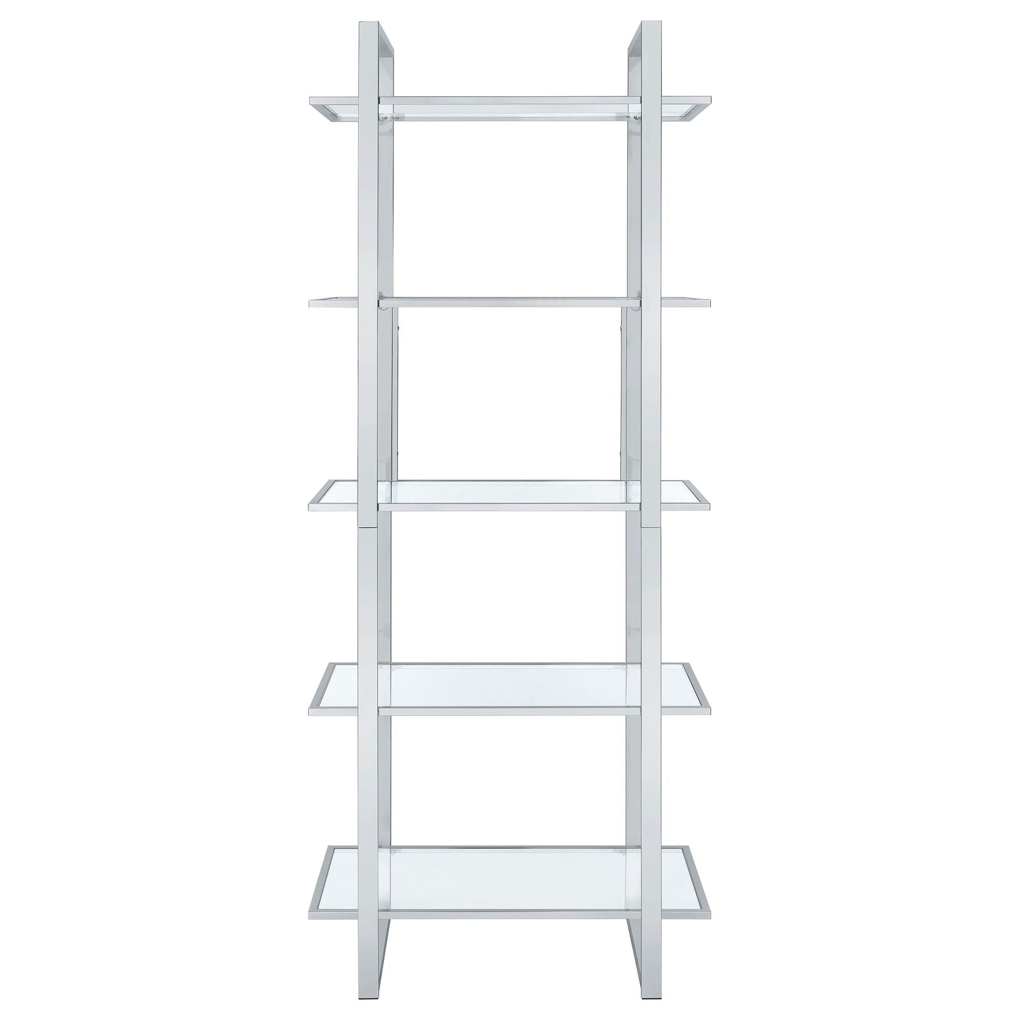 Hartford 79-inch 5-shelf Glass Bookshelf Chrome