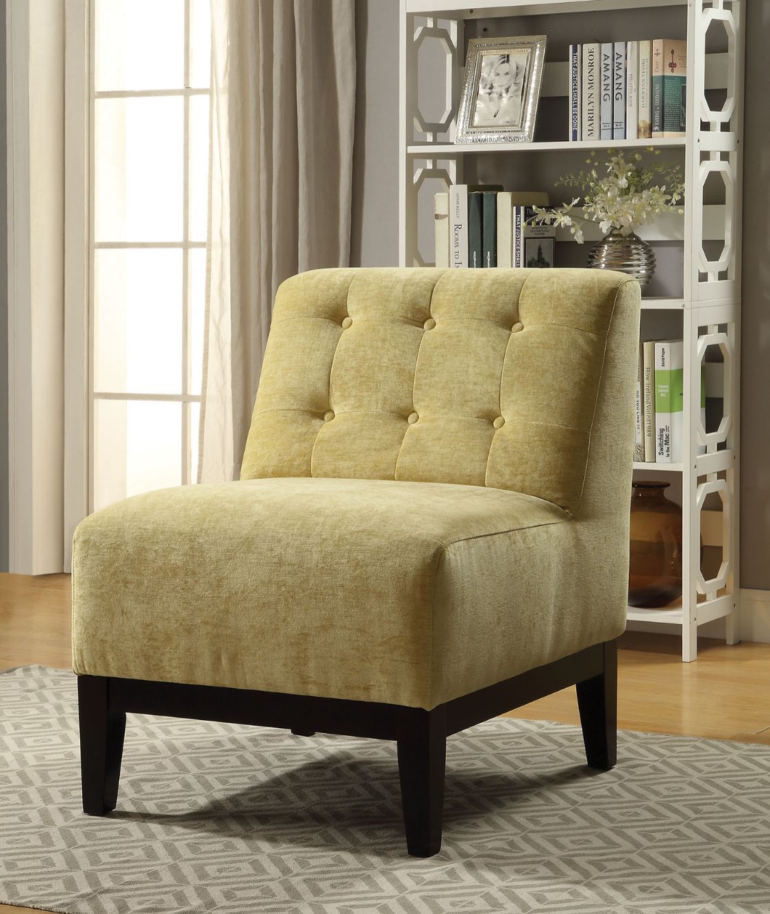 ACME Cassia - Accent Chair - Yellow Fabric | Meri Furniture