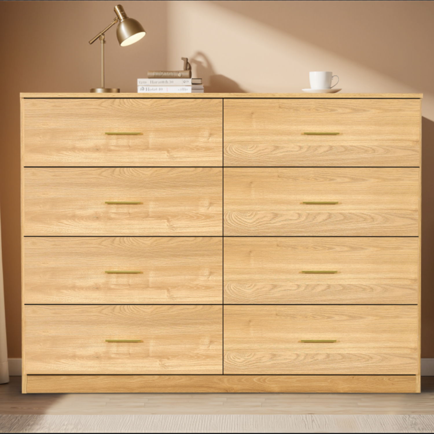 Modern Drawer Dresser For Bedroom, Ample Storage Wide Chest Of Drawers