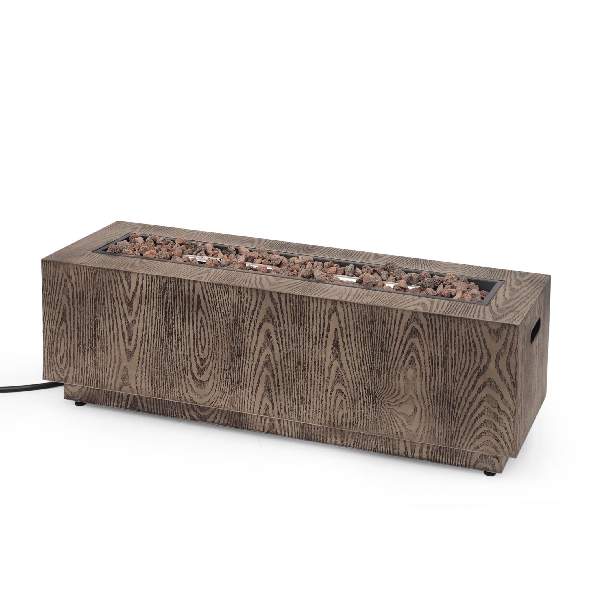 Wellington Square Iron Fire Pit With Wood Pattern Design And 50,000 Btu Output
