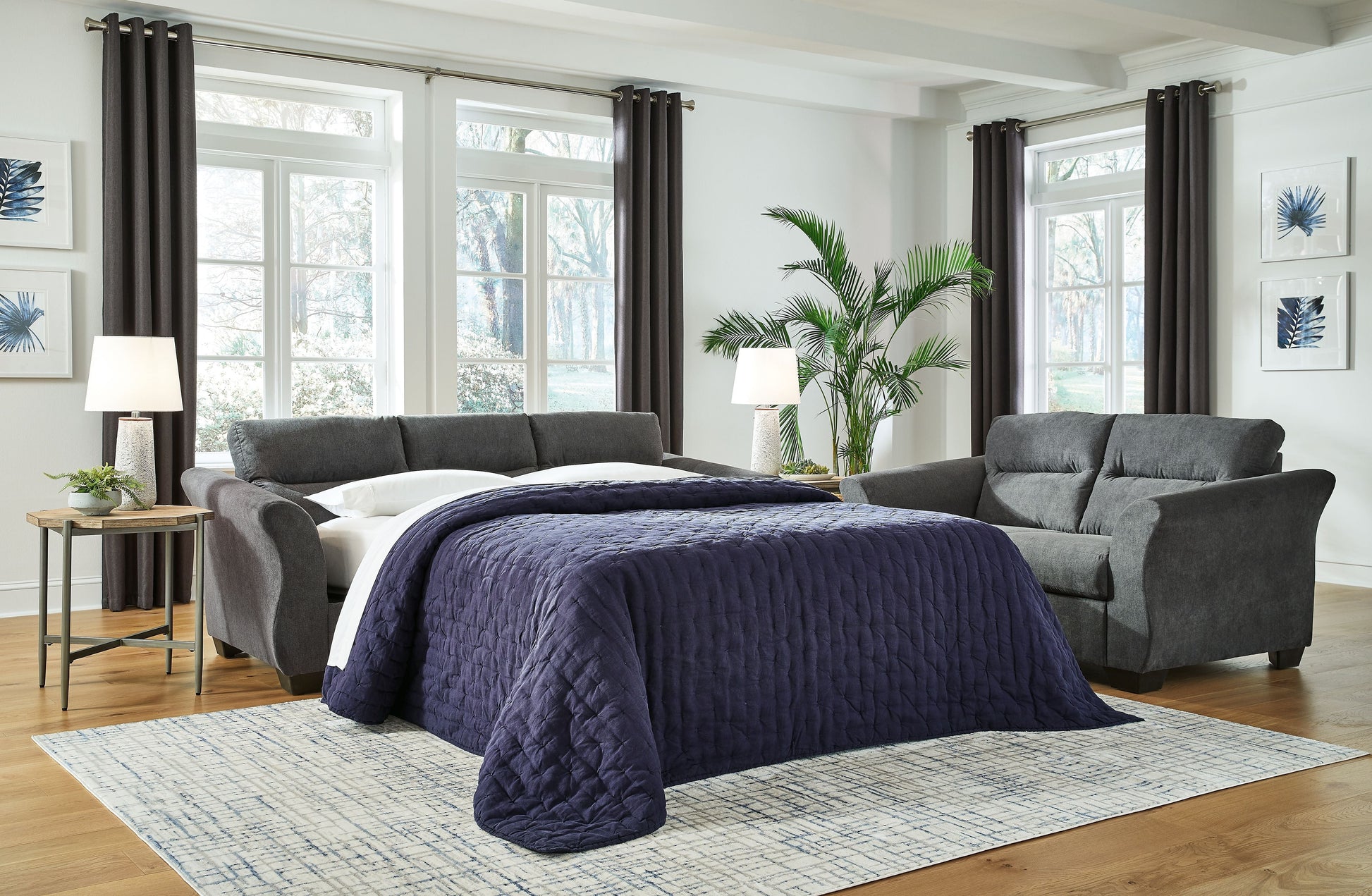 Signature Design by Ashley® Miravel - Gunmetal - Queen Sofa Sleeper | Meri Furniture