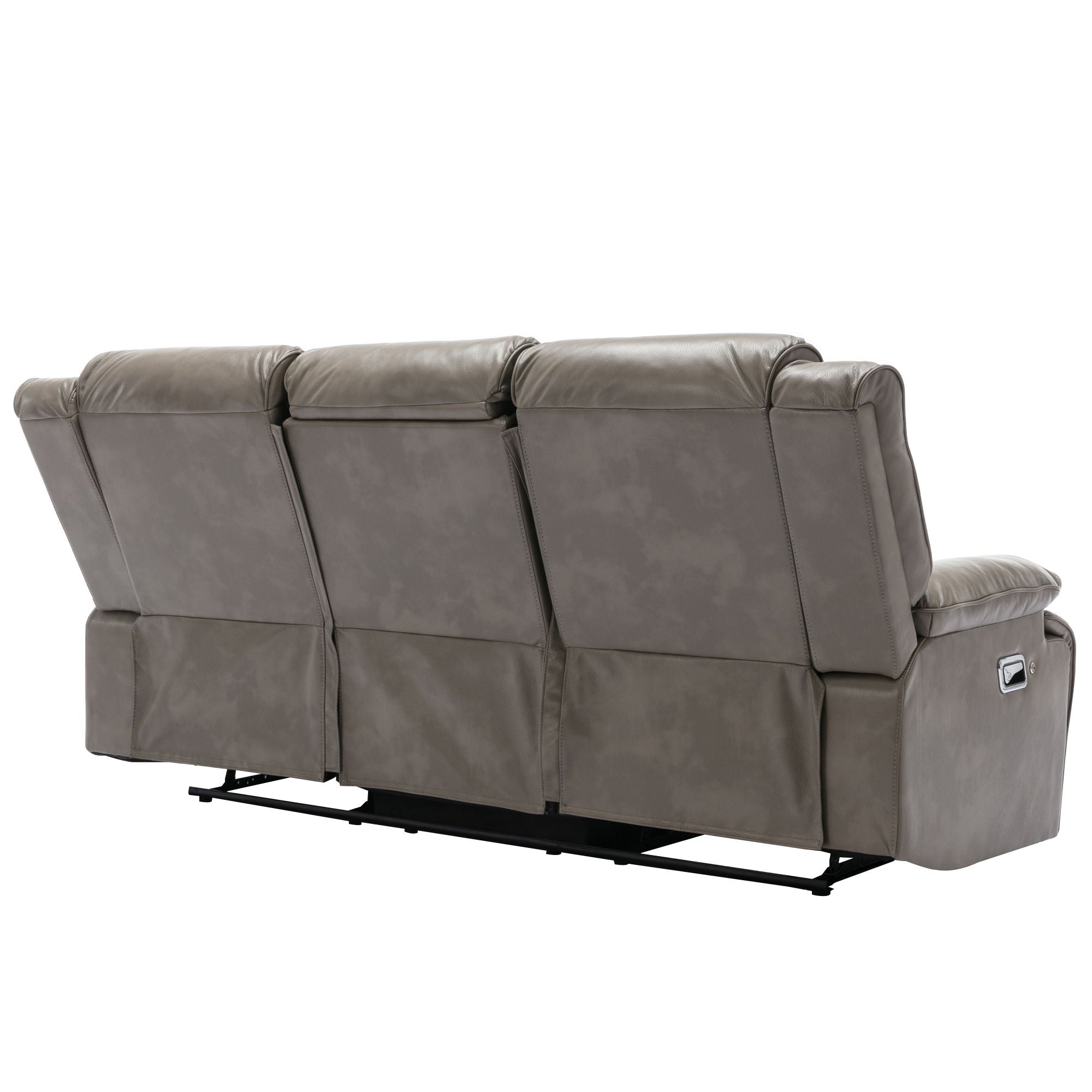 3 Seater Home Theater Recliner Manual Recliner Chair With A LED Light Strip Two Built-In Cup Holders For Living Room