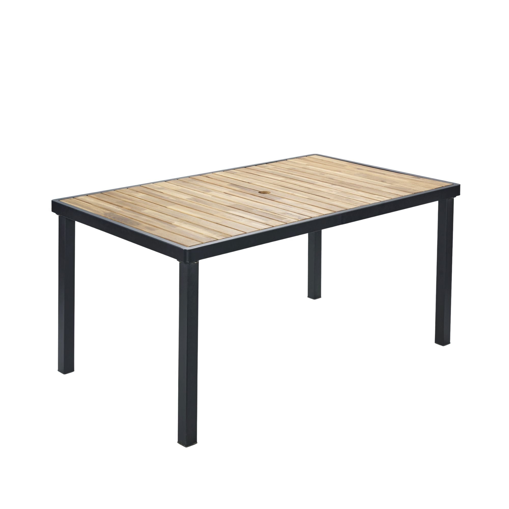 All Weather 7 Piece Patio Dining Table Set With Umbrella Hole - Brown / Gray