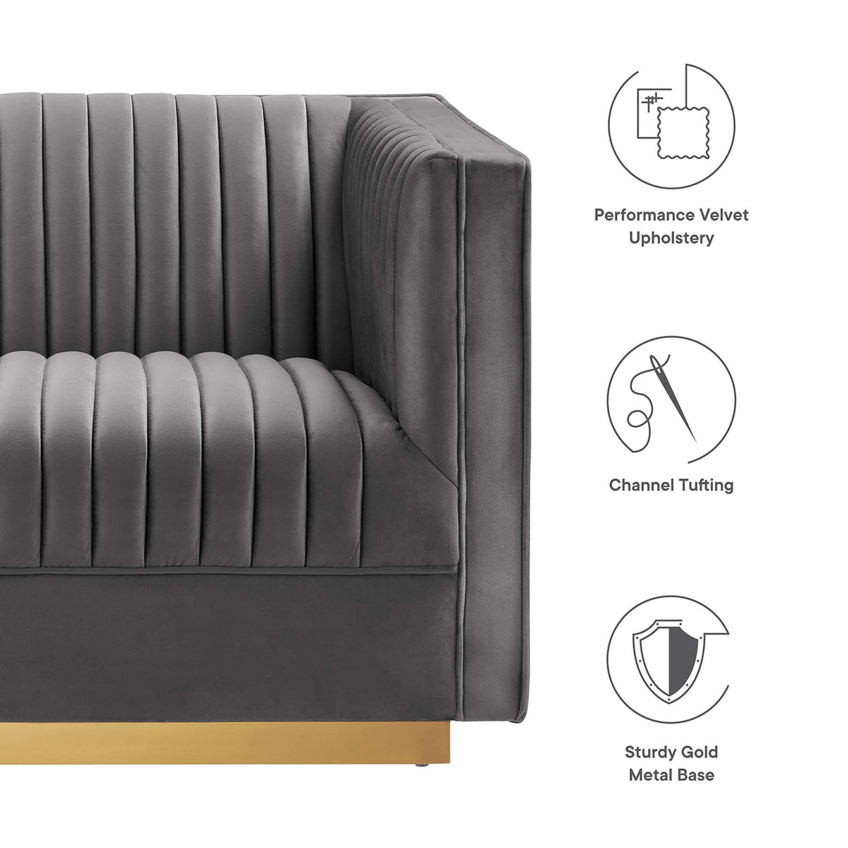 Sanguine 4-Piece Channel Tufted Performance Velvet Modular Sectional Sofa by Modway