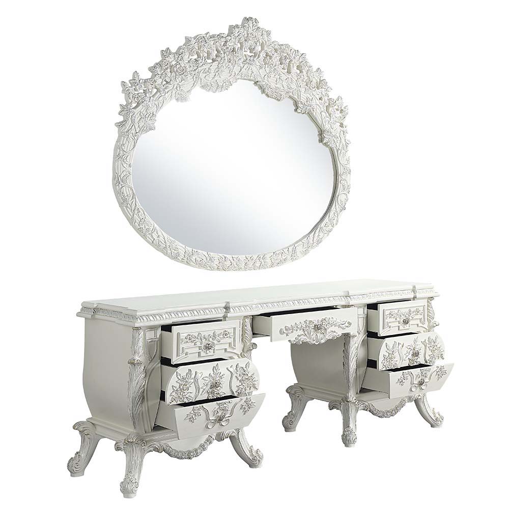 ACME Vanaheim - Vanity Desk - Antique White Finish | Meri Furniture