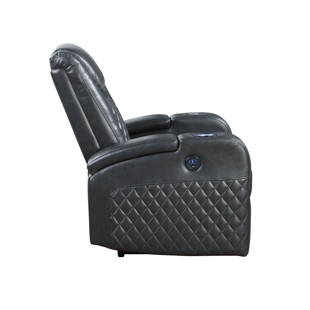 ACME Seat Construction: Pocket Coil Tight Seat & Back Cushion LED Light Included 2 Bluetooth Speaker Cooling Cup Holder Wireless Charger Included Storage Arm | Meri Furniture
